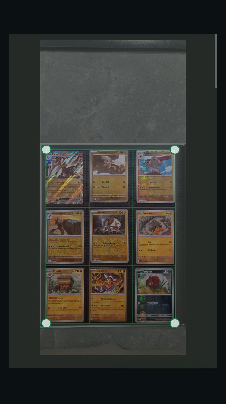 The grid snaps on